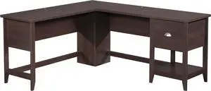 Sauder Summit Station L-Shaped Corner Home Office Desk with Drawer and Open Storage Shelf, in Cinnamon Cherry