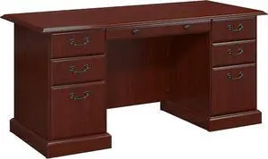 kathy ireland Home by Bush Furniture Bush Furniture WC65566-03K Bennington Executive Desk, 29.45"D x 65.98"W x 30.75"H, Harvest Cherry