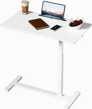 Home Office Desks Height Adjustable with 360° Moveable Hidden Wheels,Multifunctional Pneumatic Laptop Desk Suitable for SofaBedsideStudy and Work Use,White Home Office Desks Height Adjustable with 360° Moveable Hidden Wheels,Multifunctional Pneumatic Laptop Desk Suitable for SofaBedsideStudy and Work Use,White