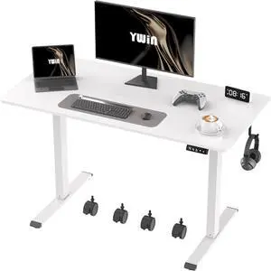 Ywin Electric Height Adjustable Standing Desk with Wheels, 55 x 24 inches, Ergonomic Stand Up Desk for Home Office