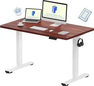 FLEXISPOT EN1 One-Piece Standing Desk 48"x24" Mahogany - 1" Thick Desktop, Home Office Use, Height Adjustable with 4 Memory Presets, Supports Multiple Monitors, 2 Packages