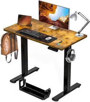 Kingant Standing Desk Height Adjustable Small Electric Stand Up Desks [35 x 20 Inch] - Ergonomic Sit Stand Desk Rising Desks for Home Office Computer Desk Stand Desk Workstation with Cable Management