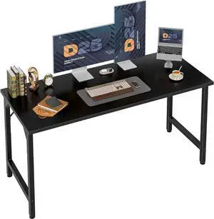Grandder 47 inch Computer Desk, Home Office Desk Study Writing Kid Table, Simple PC Gaming Desk, Adjustable Feet, Black