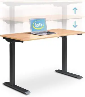 Serta Creativity Electric Height Adjustable Desk, 47" Inch Wood Desktop Sit Stand Table for Office, Work from Home Furniture, Easy to Assemble, Light Brown (FUTB10192A)