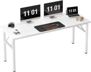 Need Computer Desk Office Desk 62 inches Folding Table with BIFMA Certification Computer Table Workstation, White AC5DW-157