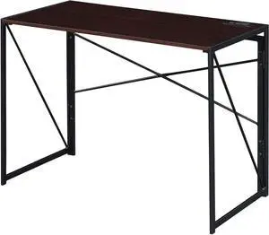 Convenience Concepts Xtra Folding Desk with USB Ports & AC Outlets 39.5" - Modern Office Table, Lightweight Foldable Desk, Makeup Vanity & Crafts Table, No Tools Assembly, Espresso/Black