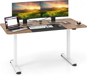 Tangkula 55 x 28 Inch Large Electric Standing Desk, Height Adjustable Sit to Stand Desk with Powerful Motor & Anti-Collision Design, Ergonomic Stand Up Workstation with Metal Frame, Home Office Desk
