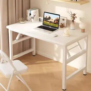 39.4 Inch Folding TableSquare Folding Desks for Small Space,Small Foldable Desk No Assembly,White.