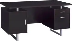 Coaster Home Furnishings - Lawtey - Engineered Wood - 60-Inch Computer Desk with File Cabinet and Standage Drawers, Metal Frame, Contemporary Style - Home Office - Cappuccino - 801521