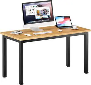 DlandHome 47 inch Computer Desk Home Office Table Writing Desk Study Table Gaming Desk Workstation (47 inch, Wood Teak)