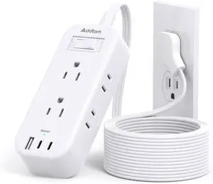 10Ft Extension Cord with Multiple Outlets, Addtam Flat Plug Power Strip Surge Protector Long Cord, Outlet Extender with 6 AC Outlets 3 USB (2 USB C), Multi Plug for Home College Dorm Room Essentials 10Ft Extension Cord with Multiple Outlets, Addtam Flat Plug Power Strip Surge Protector Long Cord, Outlet Extender with 6 AC Outlets 3 USB (2 USB C), Multi Plug for Home College Dorm Room Essentials