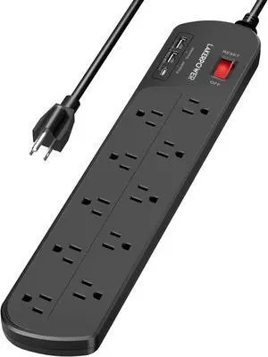 USB Power Strip, Extension Cord with Multiple Outlets,Surge Protcetor Outlet Extender with 10 Outlets and 3 USB Ports,1875W Power Strip with USB,6 Feet Extension Cord for Home,Office,Dorm Essentials