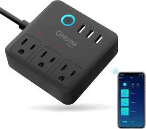 GHome Smart Plug Power Strip Works with Alexa & Google Home - 3 Individually Controlled Smart Outlets Switches 3 USB Ports, 4FT Extension Cord, WiFi Power Strip, Multi-Plug Extender for Home Offices