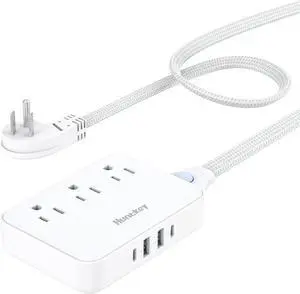 Innovative Power Strip, Cord Removable Design (4FT), Huntkey 3 Outlets Non Surge for Cruise, Travel Power Strip with 4 USB Ports (2 USB-C, 2 USB-A), ETL Listed