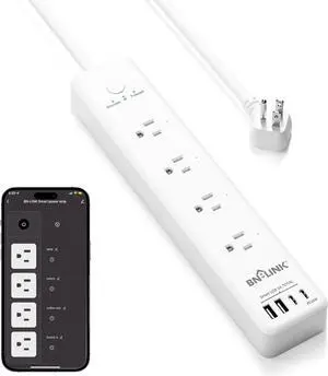 BN LINK Smart Plug Power StripSurge Protector with 4 Individually Controlled Smart Outlets, 4 USBs (incl. 20W USB-C), Compatible with Alexa and Google Home