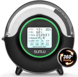 SUNLU Official Filament Dryer S2, 70 Max Temperature, Built-in Circulation Fan, 3D Printer Filament Storage Box Filament Dehydrator, Nylon TPU PLA PETG ABS 3D Printer Filament Dryer Box (Black)