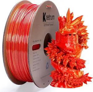 Silk PLA Dual Color 3D Printer Filament Color Changing 1.75mm Silk PLA Printer Filament 1.75mm Multicolor 1kg /2.2lbs Spool Red & Gold