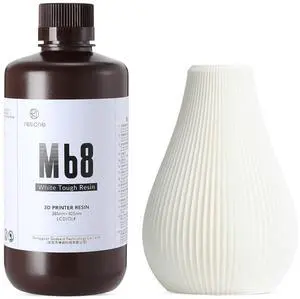 RESIONE Tough 3D Printer Resin, M68 ABS Like Tough & Rigid Resin, Not Brittle, Non-Yellowing, High Precision UV Curing Photopolymer 3D Printer Liquid for LCD MSLA DLP, White,1KG