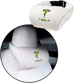 Car Headrest Neck Pillow Support Memory Foam Ergonomic Design Accessory for Driving Seat Fatigue Relief Compatible with Model S X 3 Y & Cybertruck - 1 Piece