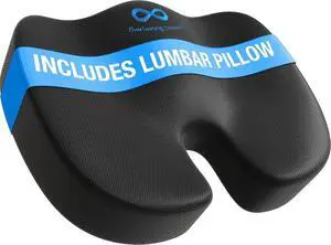 Everlasting Comfort Doctor Recommended Memory Foam Seat Cushion for Office Chairs & Car Seat - Ergonomic Office Desk Accessories for Tailbone Pain Relief, Sciatica & Back Support