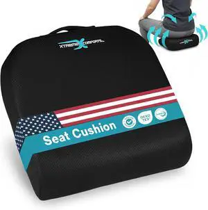 Xtreme Comforts Seat Cushions | Office Chair Cushions for Desk, Car, Wheelchair| Ergonomic Memory Foam Seat Cushion for Support & Comfort | Helps Improve Sitting Posture for Work & Body Relief (1 Pc)