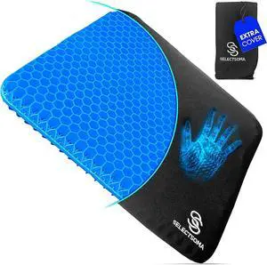 SelectSoma Double-Thick Gel Seat Cushion for Long Sitting Pressure Relief for Back, Sciatica, Coccyx, Tailbone Pain - Cushion for Office Chair, Wheelchair, Car & Truck, Patio Chairs - Egg Seat Pad