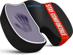 Seat Cushion for Office Chair, Car Seat, Airplane, Bleacher & Wheelchair, Ergonomic Memory Foam, Non-Slip Chair Pad, Office Desk Accessories for Back/Tailbone/Sciatica Pain Relief (Black)