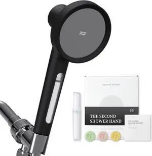 SecondShower Filtered Shower Hand | Clinically Proven for Skin Health, NSF Certified, SPA Grade High Pressure, Seoul Engineered Natural Filtration for Skin & Hair Care, Matte Black