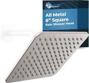 HammerHead Showers Solid Metal 8 Inch Square Rainfall Shower Head, High Flow Shower Head Optimized for Pressure, Brushed Nickel, 2.5 GPM HammerHead Showers Solid Metal 8 Inch Square Rainfall Shower Head, High Flow Shower Head Optimized for Pressure, Brushed Nickel, 2.5 GPM