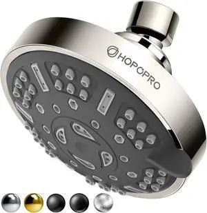 HOPOPRO Upgraded 9 Settings High Pressure Shower Head, NBC News Recommended Brand Fixed Showerhead Bathroom Showerhead Multi-functional Rainfall Showerhead for Low Water Flow (Brushed Nickel)