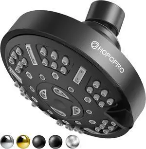 HOPOPRO Upgraded 9 Settings High Pressure Shower Head, NBC News Recommended Brand Fixed Showerhead Bathroom Showerhead Multi-functional Rainfall Showerhead for Low Water Flow (Matte Black)