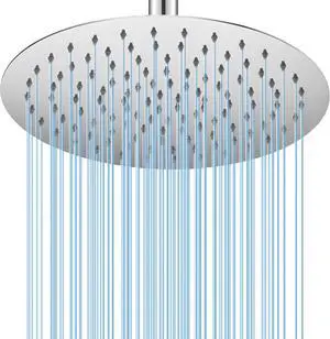 12 Inch Round Rainfall Shower Head, High Pressure Overhead Shower Heads, Wall Ceiling Mounted Ultra Thin Stainless Steel Shower Head, Chrome