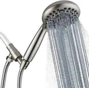 G-Promise Handheld Shower Head High Pressure 6 Spray Settings, Detachable Hand Held Showerhead 4.9 Inch Face with Extra Long Flexible Hose and Metal Adjustable Bracket