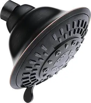 BRIGHT SHOWERS Shower Head High Pressure Rain Showerhead 5 Spray Setting Fixed Shower Head Angle Adjustable Bathroom Showerhead, Oil Rubbed Bronze