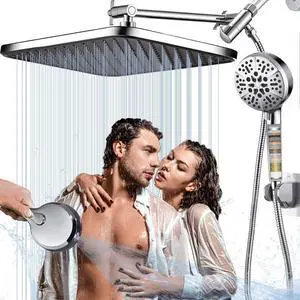 Shower Head with Filters-14'' Rainfall ShowerHead,Filtered Power Wash Handheld for Hard Water,Keep High Pressure Output, Reduces Dry Itchy Skin, Eczema&Improves Condition of Your Body, Hair