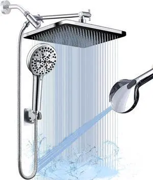 14''Rainfall Shower Head with Handheld-11Modes Hand held with Power Jets, Adjustable Rain Showerhead,Double Shower heads High Pressure,70"Hose&detachable Holder Upgrade for Tandem Bathroom