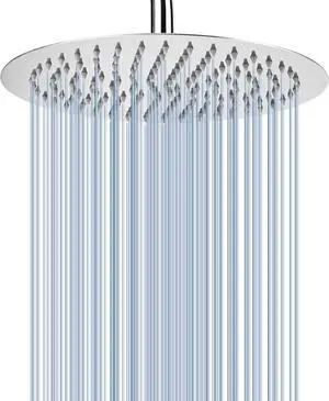 Voolan Rain Shower Head, High Pressure High Flow All Metal Rainfall Shower Head, Ultra-Thin Design-Pressure Boosting, Universal Wall and Ceiling Mount (10 Inch, Chrome)