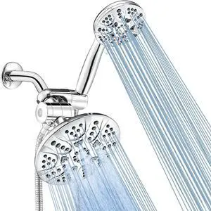 Rain Shower Heads with Handheld Spray Combo 30 Settings High Pressure 6 inch Face 3-Way Dual Rain and Handheld Shower Head Combo Set, Chrome