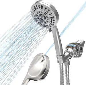 High Pressure Filtered Shower Head with Handheld, 9 Spray Modes 4.7" Shower Head, 59" long hose, 10 Layers Filter for Hard Water, Remove Chlorine, Adjustable Bracket, Chrome
