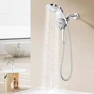 KAIYING Magnetic Rain Shower Head with Handheld Spray Combo, High Pressure Magnetix Dual Shower Head with 9 Spray Modes, Bathroom Big Modern Waterfall Showerhead with 5 Settings (Chrome)