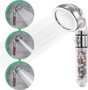 VMASSTONE High Pressure Shower Head - 4.7" Rain Shower With 7 Spray Settings & 360° Swivel Ball Joint