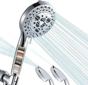 All-in-One Detachable Filtered Shower Head with Handheld,10 Spray Modes,Built-in 2 Power Wash,High Pressure Shower Heads with Filter for Hard Water (Filter, Premium Chrome)