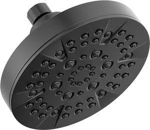 Delta 6-Setting Matte Black Shower Head with High Pressure Spray, 6 Inch Round Shower Head, Showerheads, 1.75 GPM Flow Rate, Matte Black 52535-BL