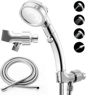 Marbrasse High Pressure Shower Head with Hose and Holder, 3-Settings Handheld Showerhead with Push Switch and Button to Control Water Flow for Saving Water,Removable Camper Shower Head