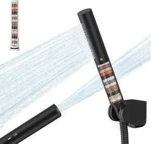 RUMOSE Matte Black Filtered Shower Head Set with Handheld Bathroom High Pressure 2 Spray Mode Rainfall & Jet Showerhead with Filter Shower Wand for Hard Water Remove Chlorine Reduce Dry Itchy Skin