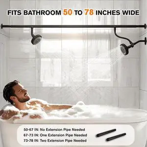 Dual Shower Head for Couples, High Pressure Double Shower Head for Two People Rod, Two Showerhead System with 3 Spray Modes Fit 2 Person Bathroom, Gifts for Women Men (Black, Unibody Design)