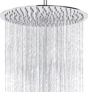 Rain Shower Head, Katezon High Flow Rainfall Showerhead Stainless Steel, Bathroom Waterfall Shower Universal Wall Ceiling Mount (12'', Chrome)