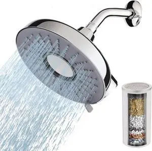 Filtered Shower head,8-Inch High Pressure Rainfall Showerhead, 360°Adjustable Swivel,3 Spray Patterns,15 Stage Shower Filter ComboChrome