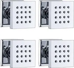 HOMEDEC Square Brass Shower Body Spray Spa Massage Jet, 4pcs