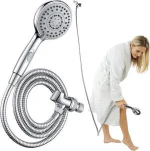 Vive Hand Held Shower Head with Long Hose - Detachable 2 in 1 Universal High Pressure Handheld Adapter - Chrome Finish with Large Waterfall Rainfall (Chrome)
